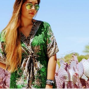 Kelley Green Kaftan / Caftan - Draw String / OneSz